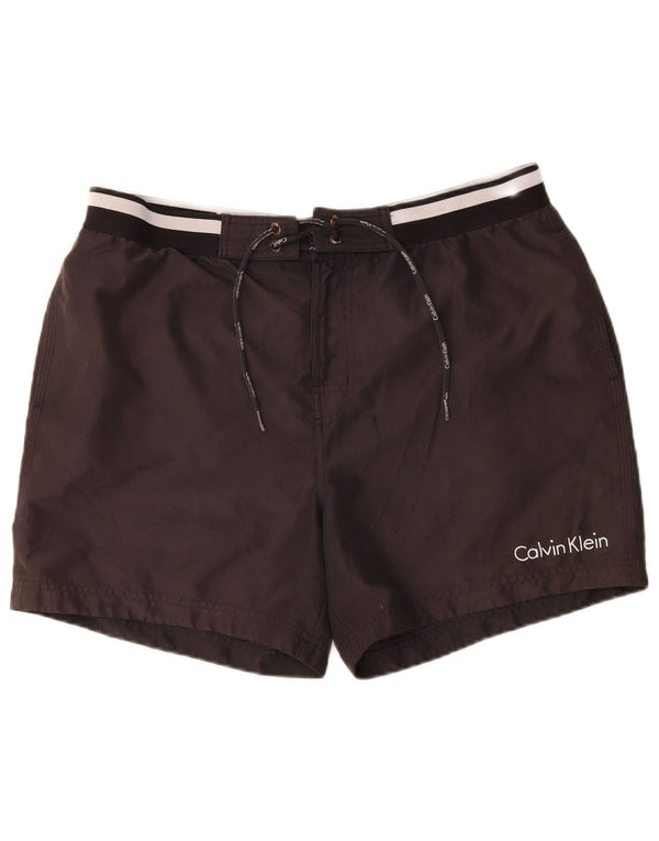 Calvin Klein Shorts de natação masculino gráfico grande poliéster preto