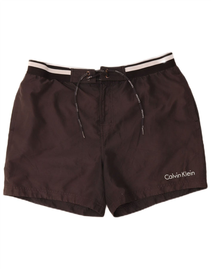 Calvin Klein Shorts de natação masculino gráfico grande poliéster preto