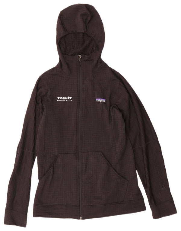 Jaqueta feminina com capuz Patagonia UK 10 pequena xadrez preta