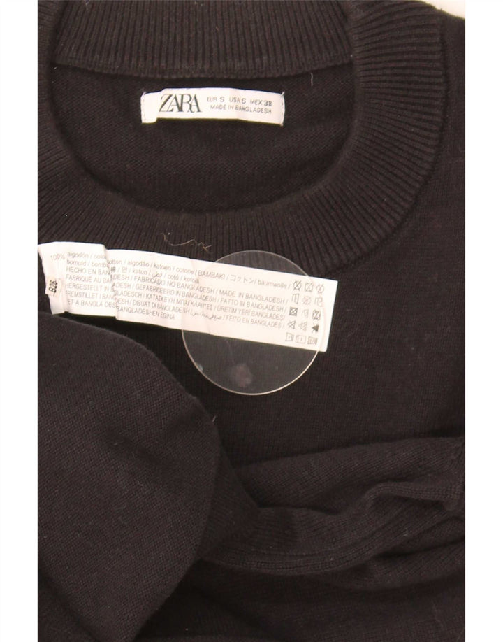 Zara Suéter masculino com gola redonda e algodão preto pequeno
