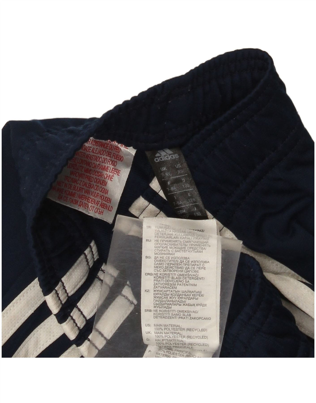 Calças de treino Adidas meninos 7-8 anos azul marinho poliéster