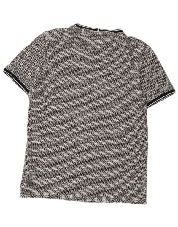 Camiseta masculina Ted Baker tamanho superior 3 algodão manchado azul marinho médio