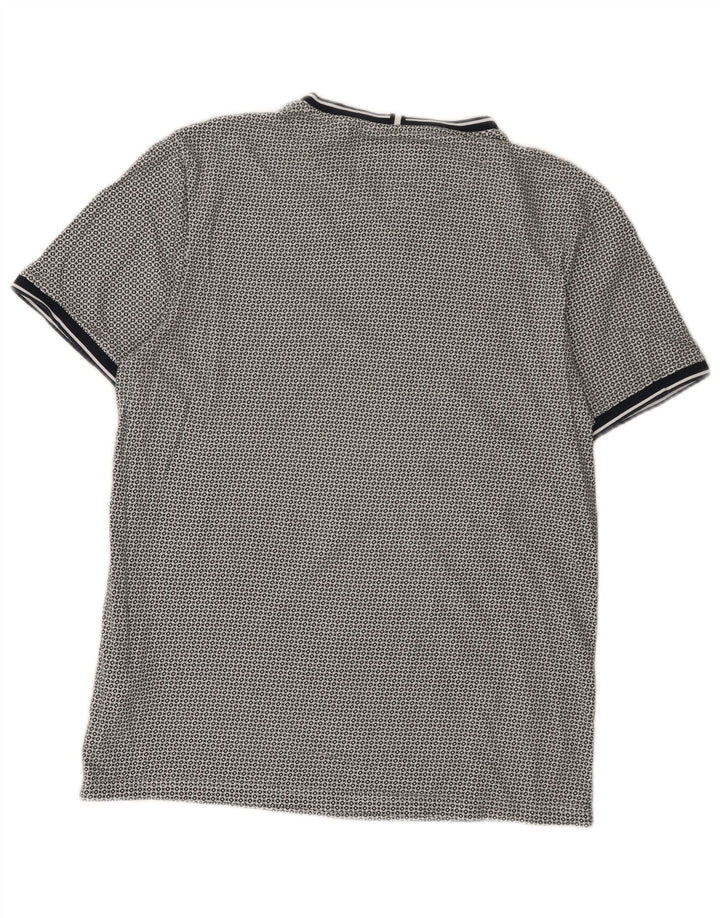Camiseta masculina Ted Baker tamanho superior 3 algodão manchado azul marinho médio
