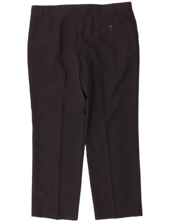 Calça masculina de terno reto Marks & Spencer W40 L31 poliéster azul marinho