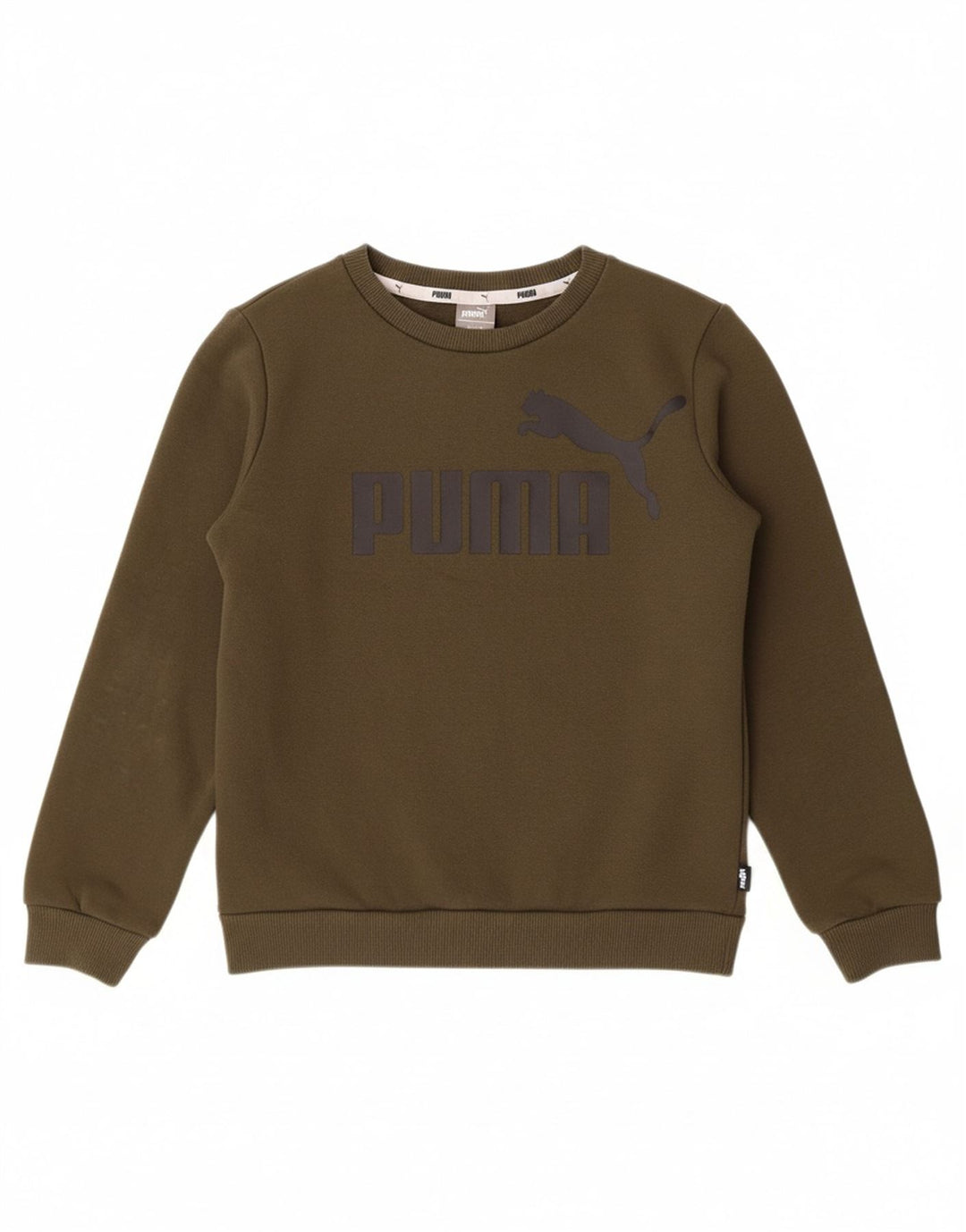 PUMA Boys Graphic Moletom Jumper 9-10 Anos Algodão Cáqui