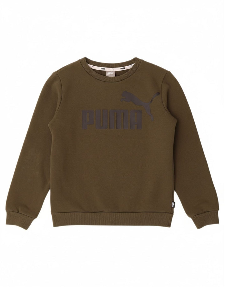 PUMA Boys Graphic Moletom Jumper 9-10 Anos Algodão Cáqui