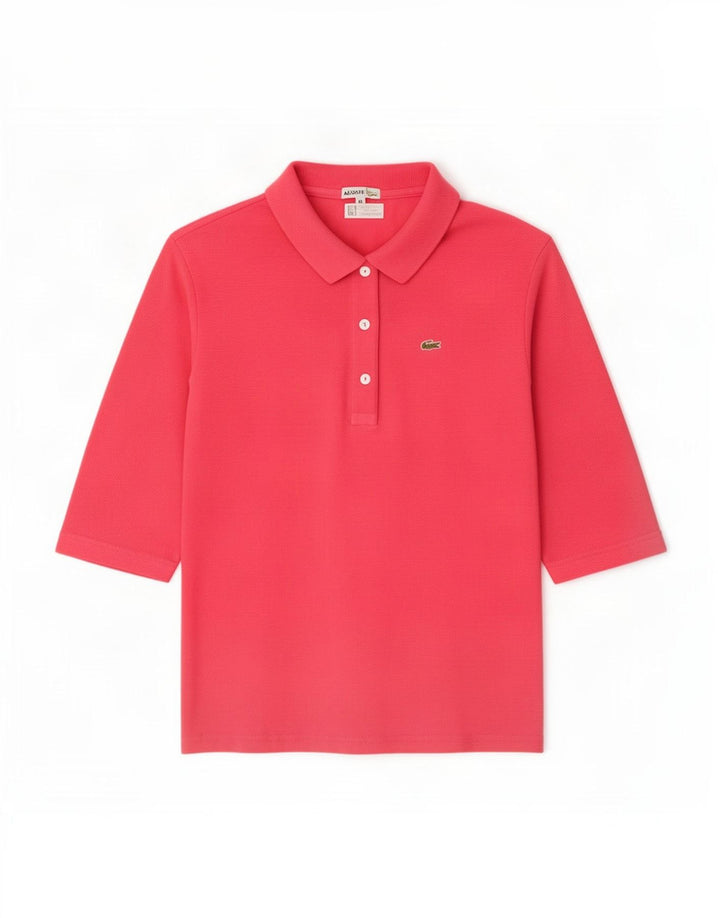 Camisa polo feminina Lacoste tamanho 44 algodão rosa médio