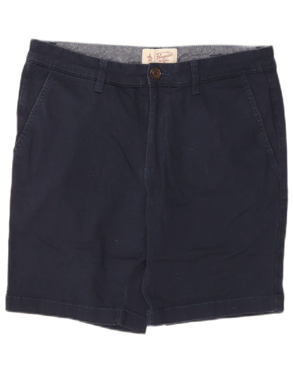 Penguin Mens Chino Shorts W36 Large Navy Blue Cotton