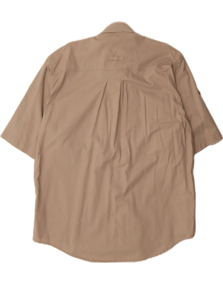 VINTAGE Mens Short Sleeve Shirt XL Beige Cotton Vintage Vintage and Second-Hand Vintage from Messina Hembry 