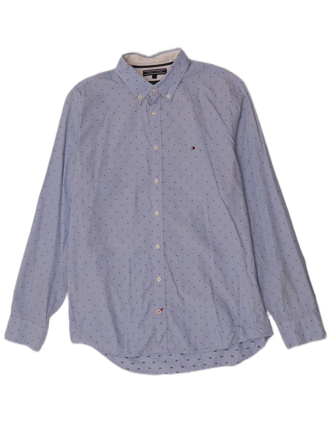 Camisa masculina Tommy Hilfiger grande algodão listrado azul