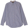 Camisa masculina Tommy Hilfiger grande algodão listrado azul