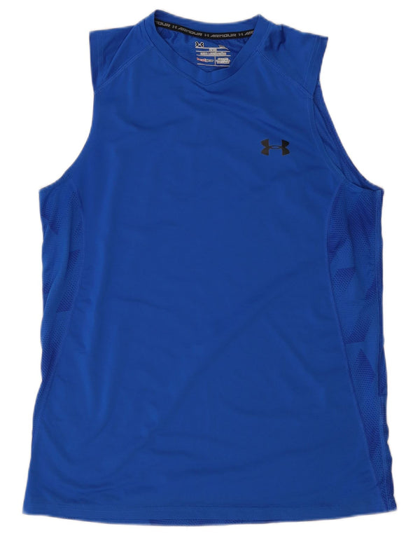 Under Armour Mens Heat Gear Vest Top poliéster geométrico azul médio