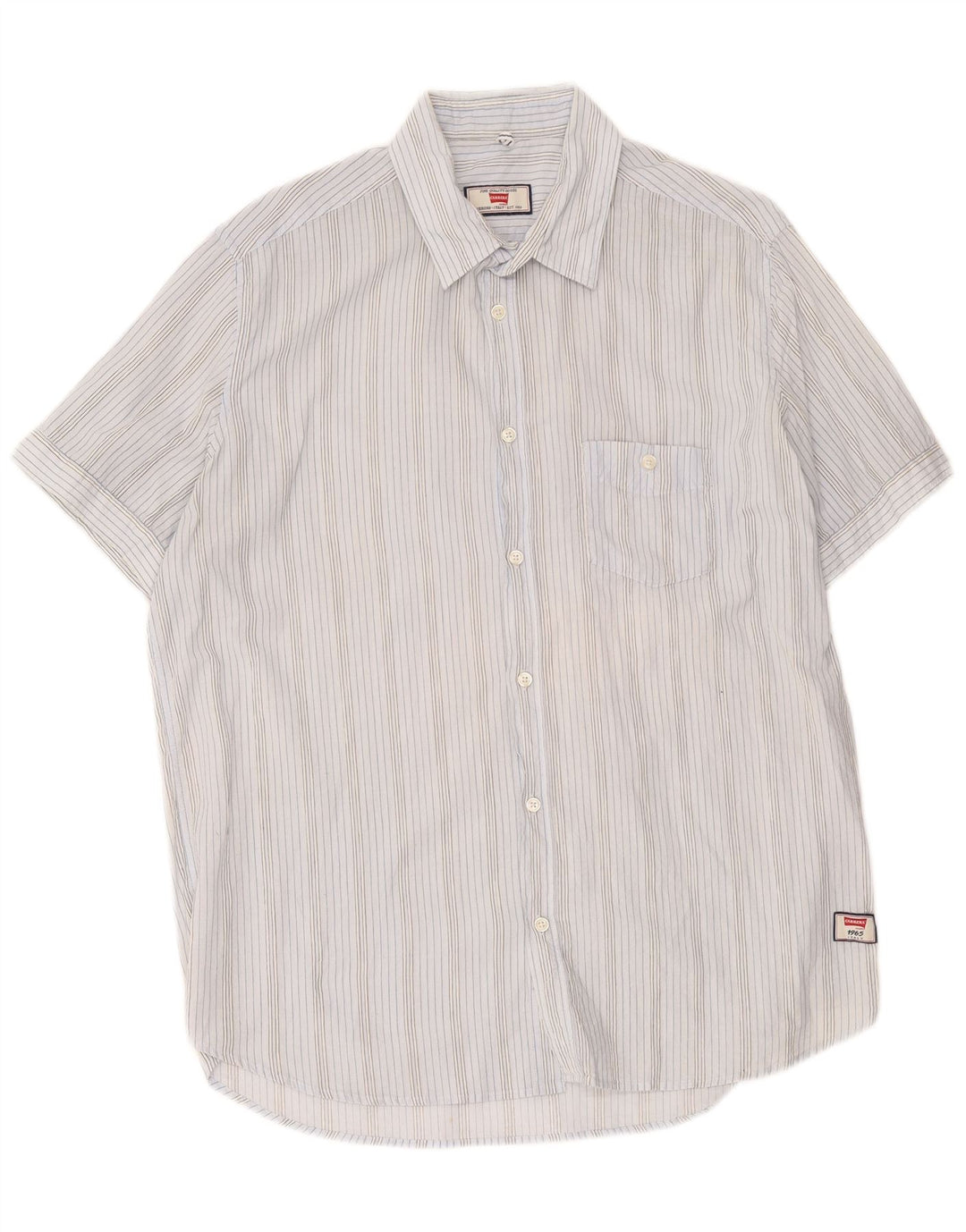 Camisa masculina de manga curta Carrera XL algodão listrado azul