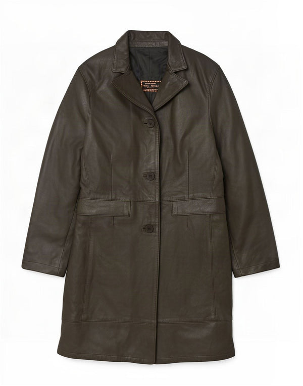 Casaco de couro feminino vintage UK 8 pequeno preto