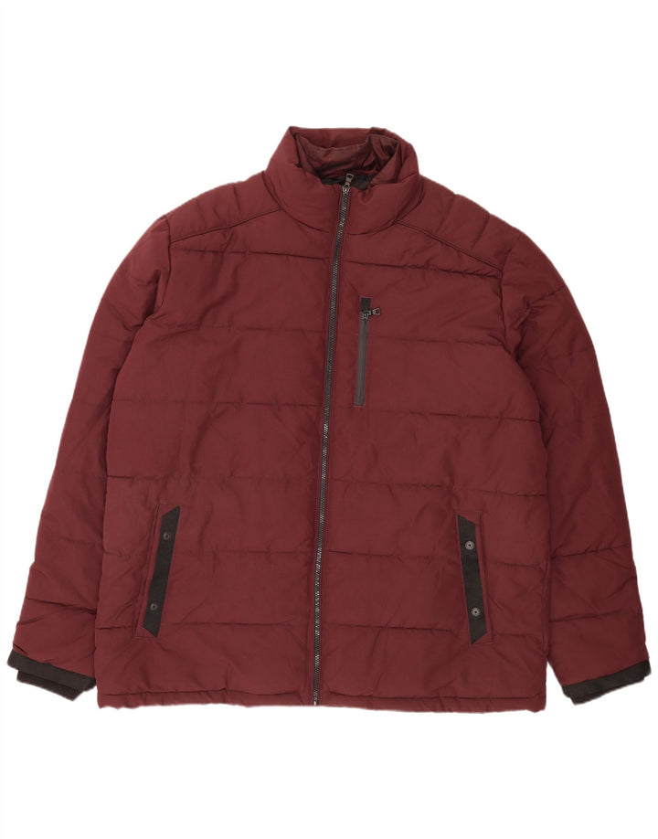 Jaqueta acolchoada masculina Marks & Spencer Reino Unido 46 3XL Borgonha poliéster moderno