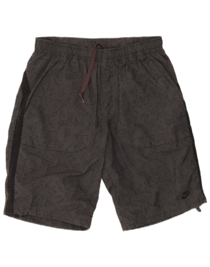 Shorts esportivos masculinos Nike poliéster geométrico cinza médio