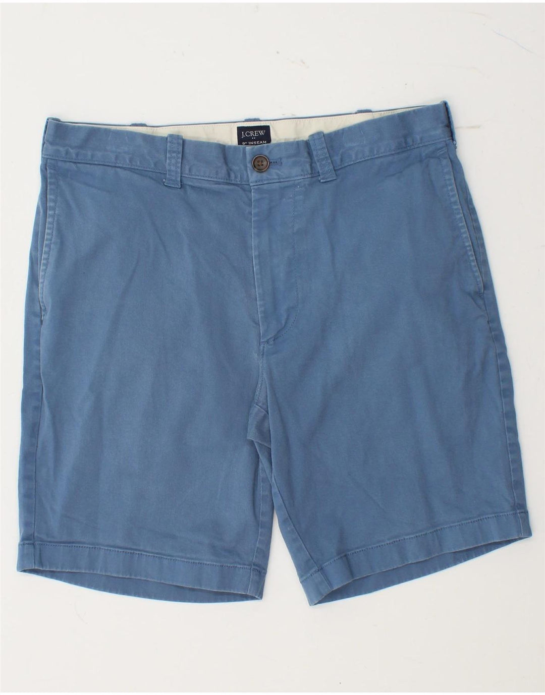 J. CREW Mens Chino Shorts W31 Algodão Azul Médio