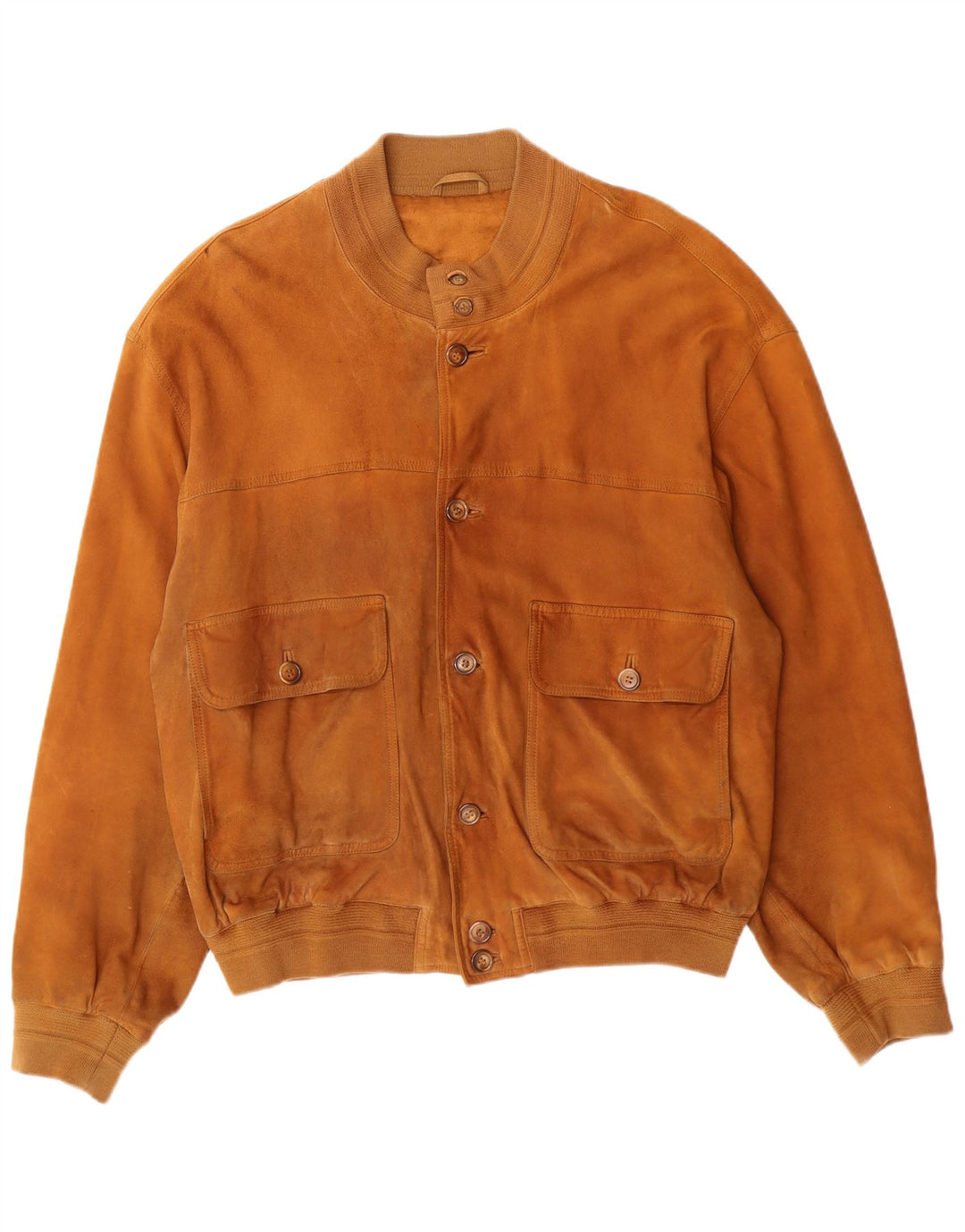 Jaqueta bomber masculina VINTAGE de camurça Reino Unido 42 XL couro marrom