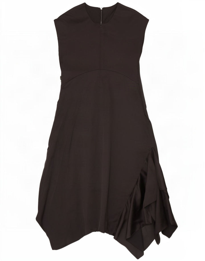 Vestido maxi assimétrico All Saints feminino Reino Unido 12 médio preto floral