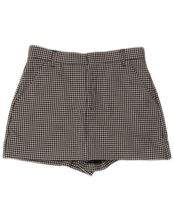 Zara Shorts Chino Feminino Pequeno W26 Preto Houndstooth