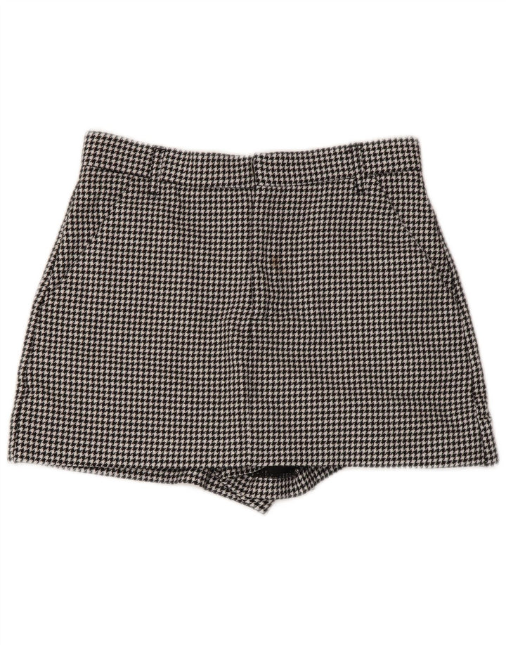 Zara Shorts Chino Feminino Pequeno W26 Preto Houndstooth