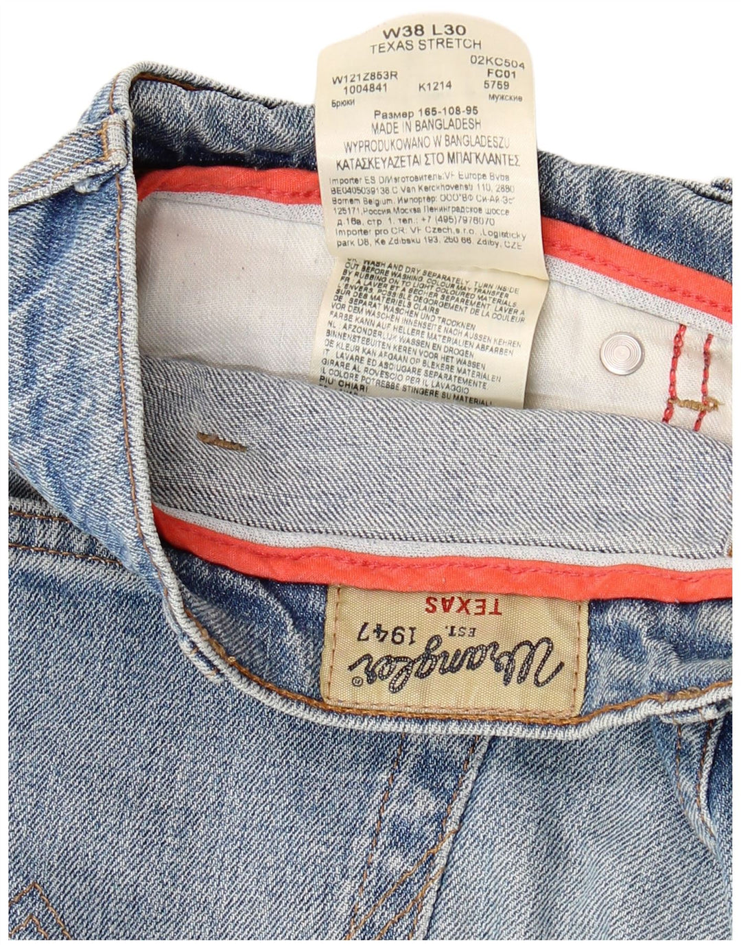 Wrangler Masculino Texas Stretch Straight Jeans W38 L30 Azul Algodão