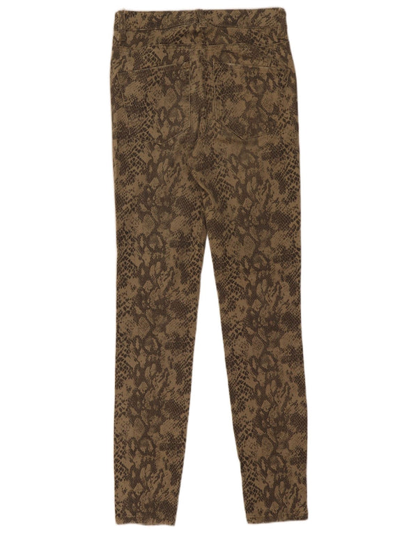 Calça jeans skinny feminina Zara EU 36 XS W26 L28 cáqui estampa animal