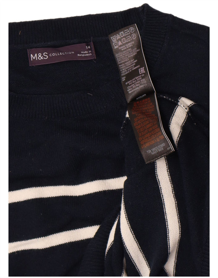 Suéter feminino Marks & Spencer com gola redonda Reino Unido 14 médio azul marinho