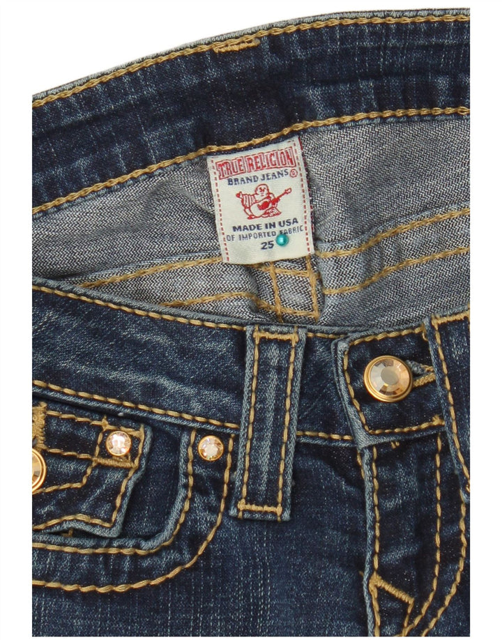 Calça jeans feminina Bootcut True Religion W25 L31 azul algodão