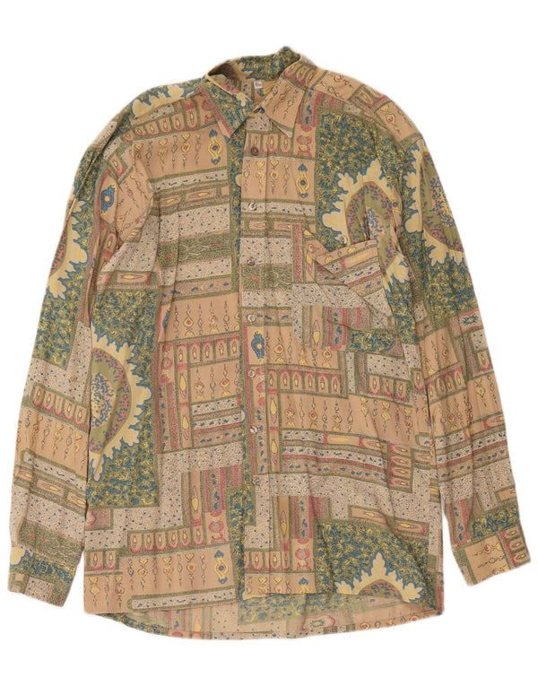 Camisa masculina Angelo Litrico tamanho 37/38 pequena bege paisley viscose