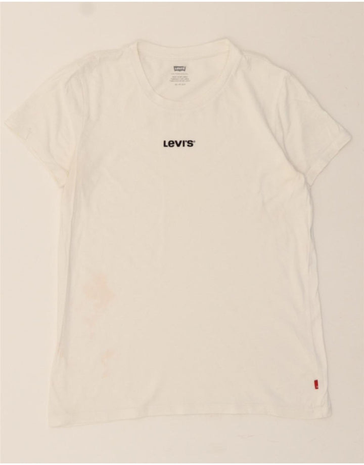 LEVI'S Womens T-Shirt Top UK 6 XS White Vintage Levi's and Second-Hand Levi's from Messina Hembry 