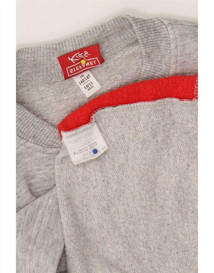 Stefanel Meninos Moletom Gráfico Jumper 10-11 Anos Cinza Colorblock