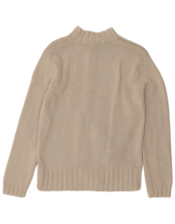 Suéter cardigã feminino com zíper completo Marks & Spencer Reino Unido 10 algodão bege pequeno