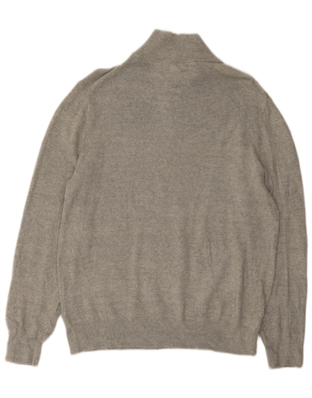Suéter masculino J. Crew com zíper e gola grande de algodão cinza