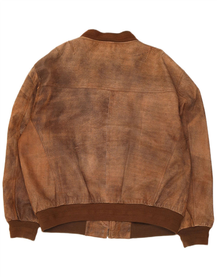 Jaqueta de Couro Masculina Vintage Reino Unido 42 XL Couro Marrom