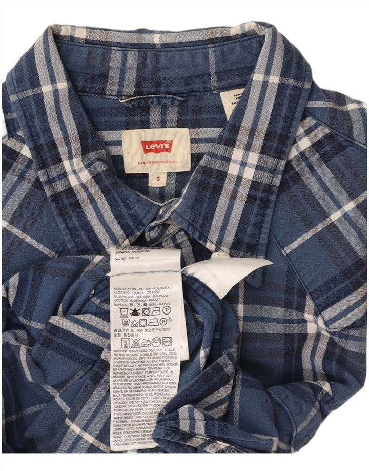 LEVI'S Mens Shirt Small Navy Blue Check Cotton