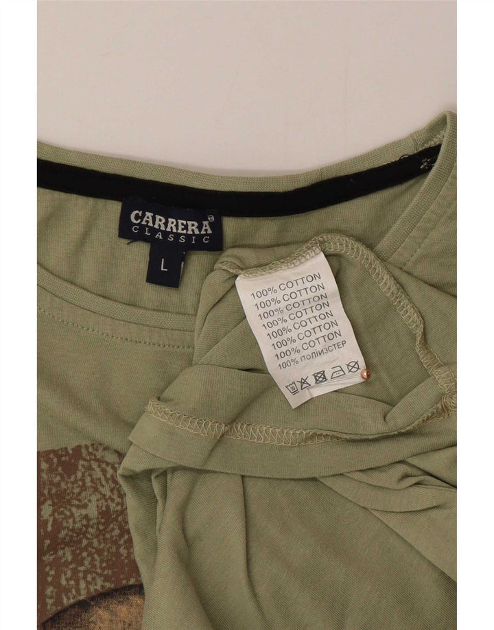 Camiseta gráfica masculina Carrera Top grande de algodão verde