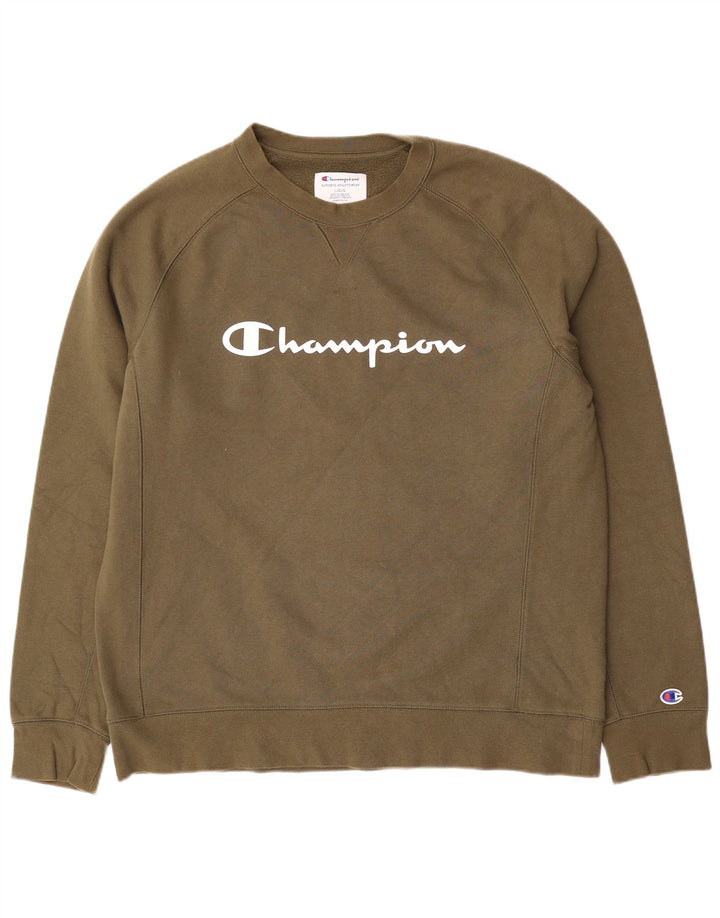 Champion moletom gráfico masculino jumper grande algodão cáqui