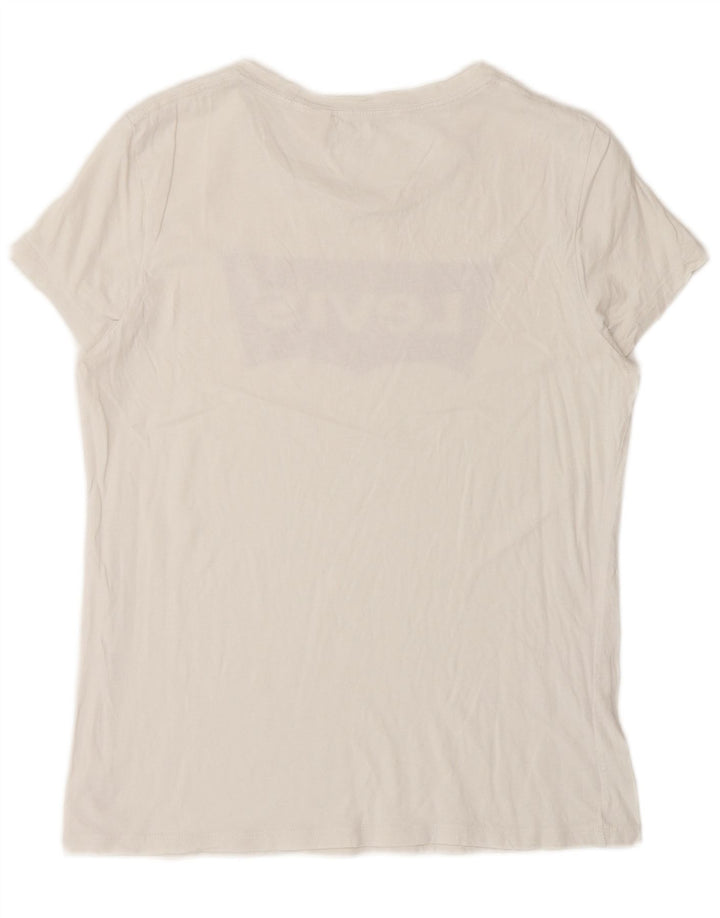 Camiseta feminina gráfica LEVI'S UK 14 grande branca
