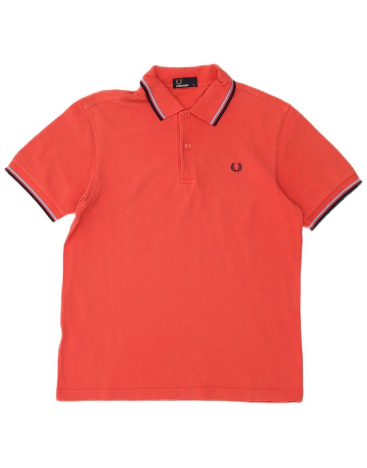 Camisa polo masculina Fred Perry de algodão listrado vermelho médio