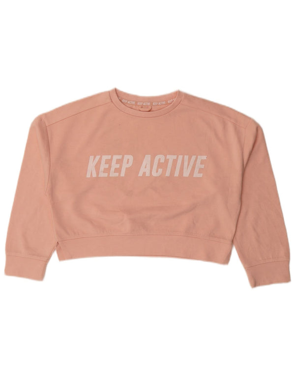 Zara Girls Crop Graphic Moletom Jumper 11-12 Anos Rosa