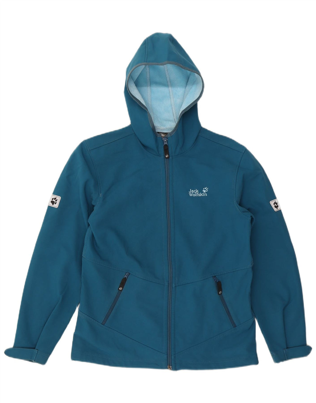 Jaqueta corta-vento com capuz Jack Wolfskin para meninas 15-16 anos azul poliéster