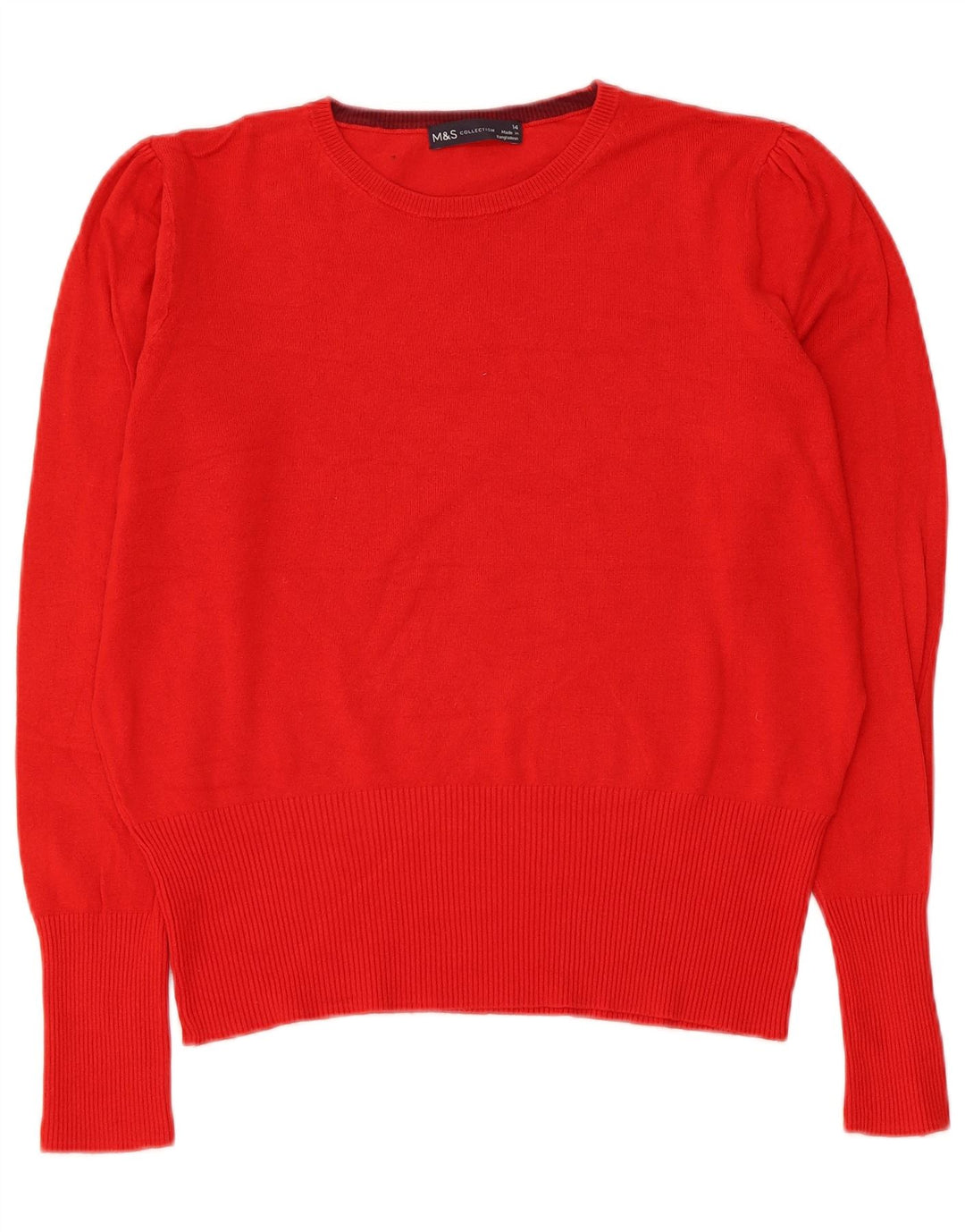 Suéter feminino Marks & Spencer com gola redonda Reino Unido 14 grande viscose vermelha