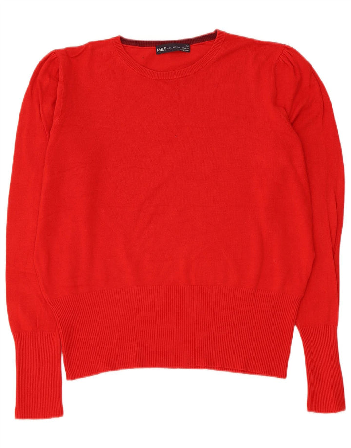 Suéter feminino Marks & Spencer com gola redonda Reino Unido 14 grande viscose vermelha