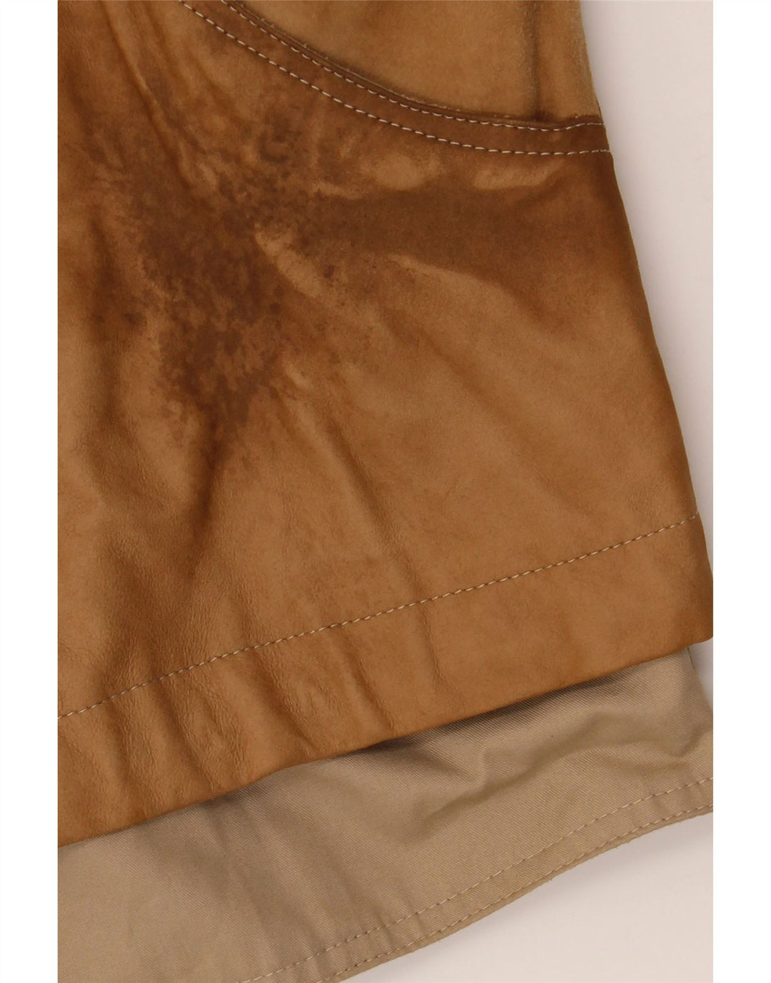 BELFE Jaqueta feminina folgada IT 44 couro colorblock bege médio