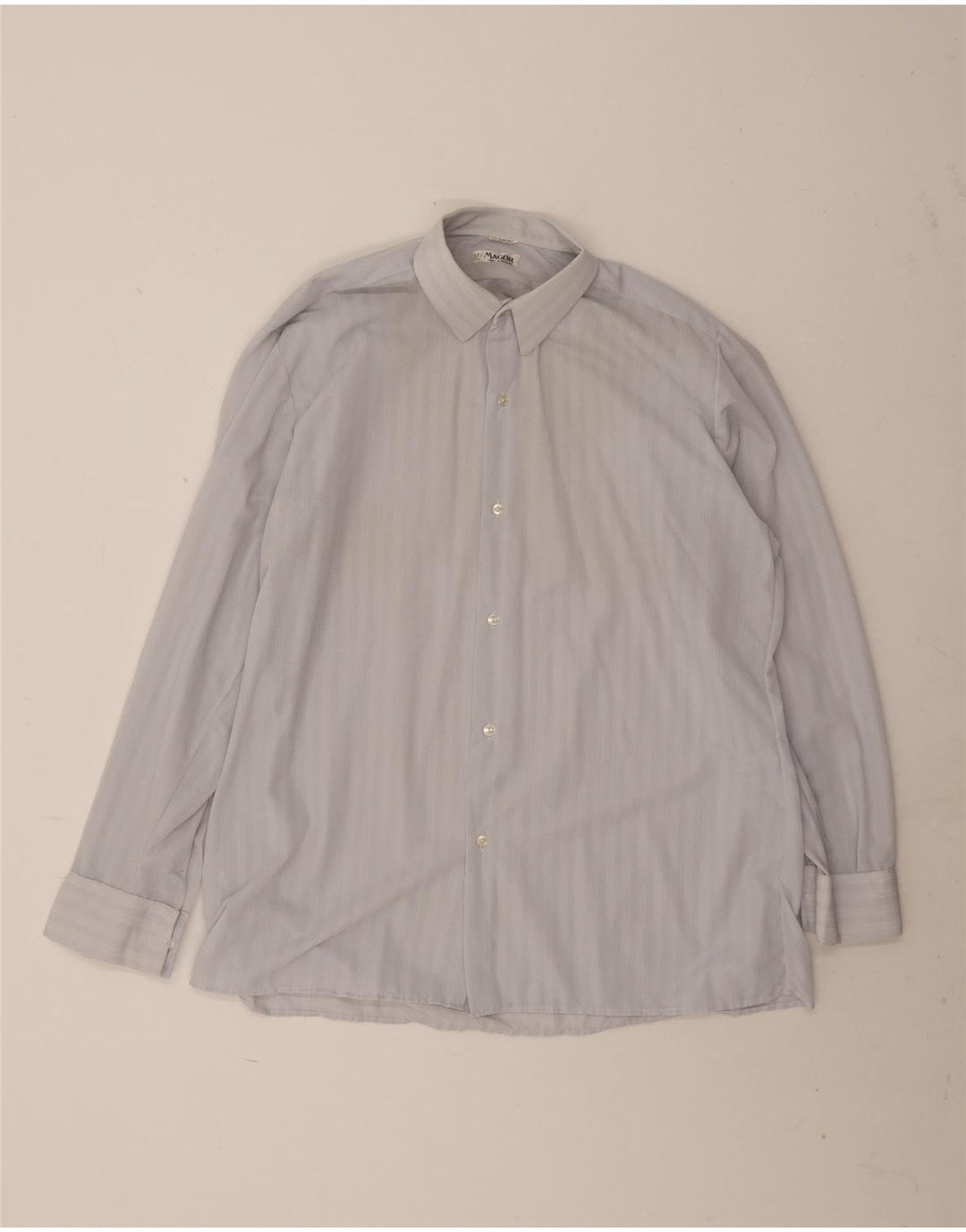 Camisa masculina vintage tamanho 42 grande poliamida listrada azul