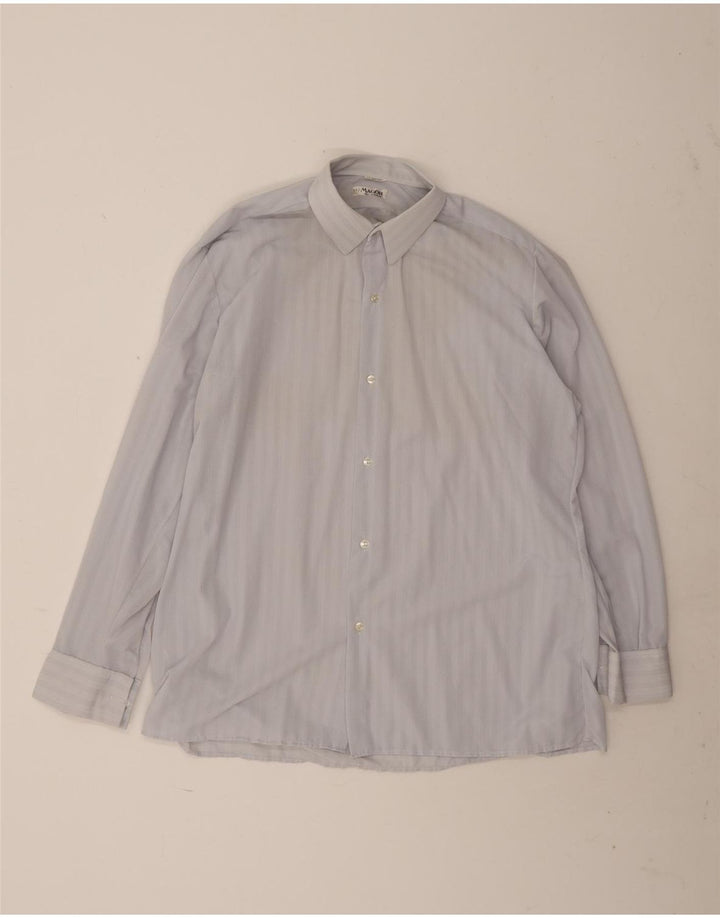 Camisa masculina vintage tamanho 42 grande poliamida listrada azul
