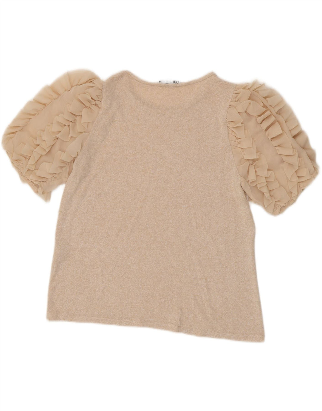 Blusa feminina Zara Top UK 14 grande viscose bege