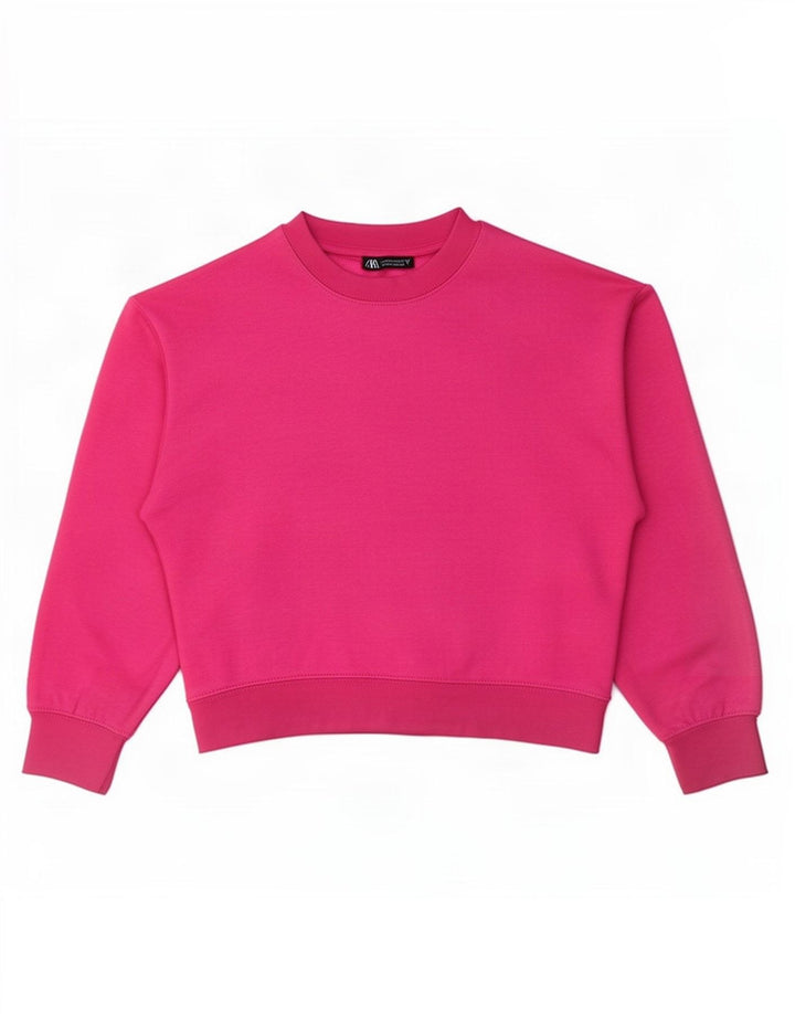 Zara moletom feminino jumper UK 14 poliéster rosa médio
