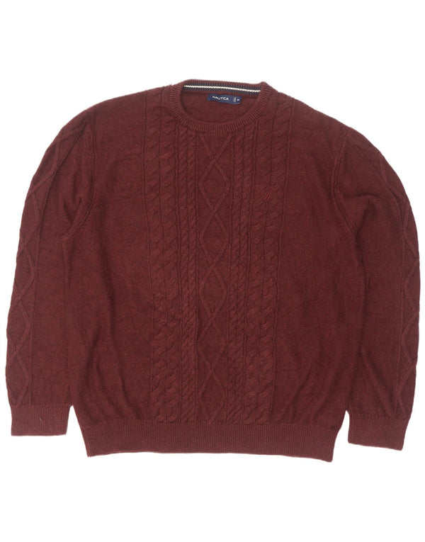 Suéter masculino Nautica com gola redonda 2XL algodão marrom